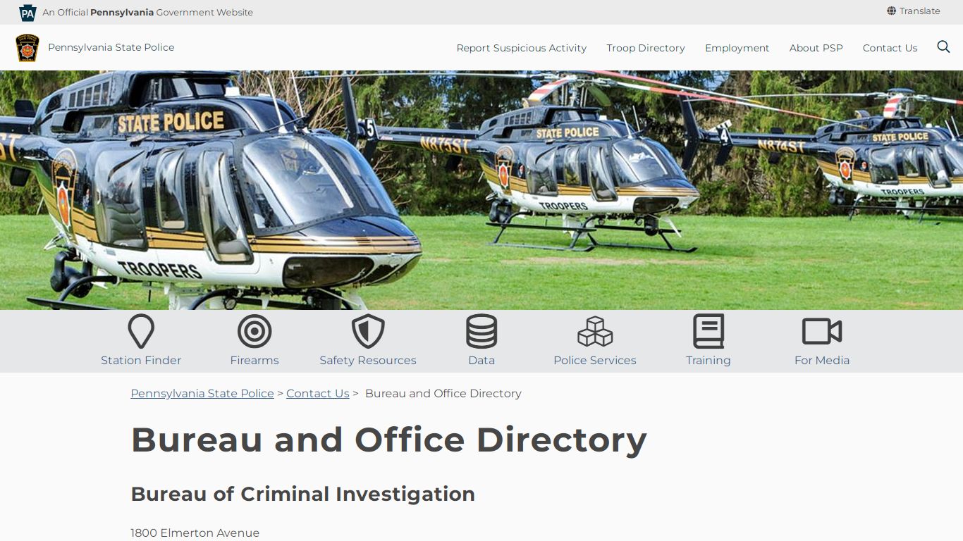 Bureau and Office Directory - Pennsylvania State Police